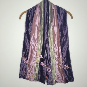 Vintage French velvet & satin embroidered scarf from Paris